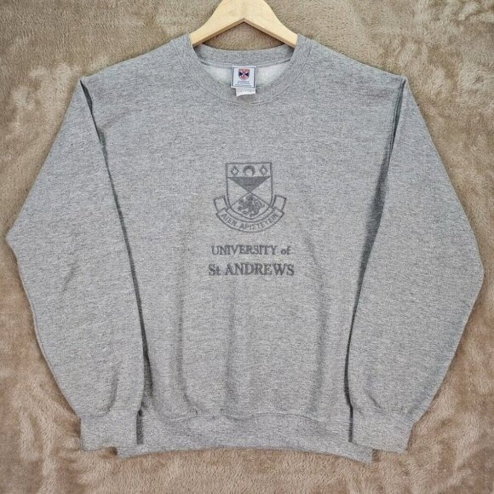 University Of St Andrews UK College Sweatshirt Gray Long Sleeve Women's Size S - Picture 1 of 10